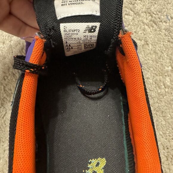 New Balance 574 Men’s Size 9 Black Purple Orange Blue Custom ML574PT2 - Picture 4 of 16